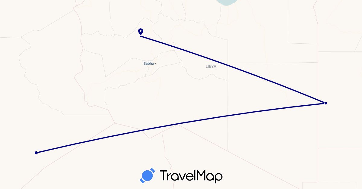 TravelMap itinerary: driving in Algeria, Egypt, Libya (Africa)